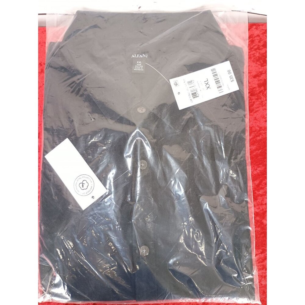 Alfani Mens Deep Black Button-Up Shirt XXL 100% Cotton Indonesia Made